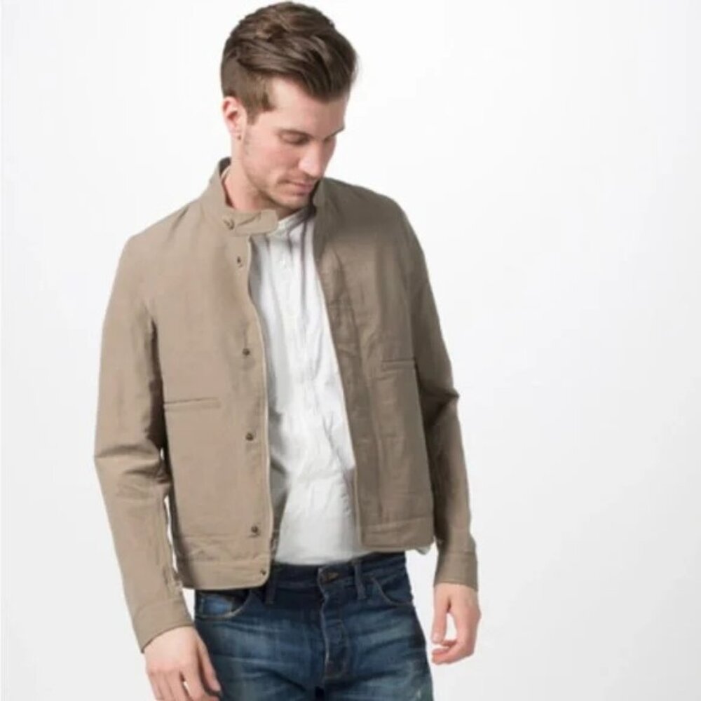 Shockoe Atelier Tan Jacket Coat Men’s Cotton Linen Size 52 Medium